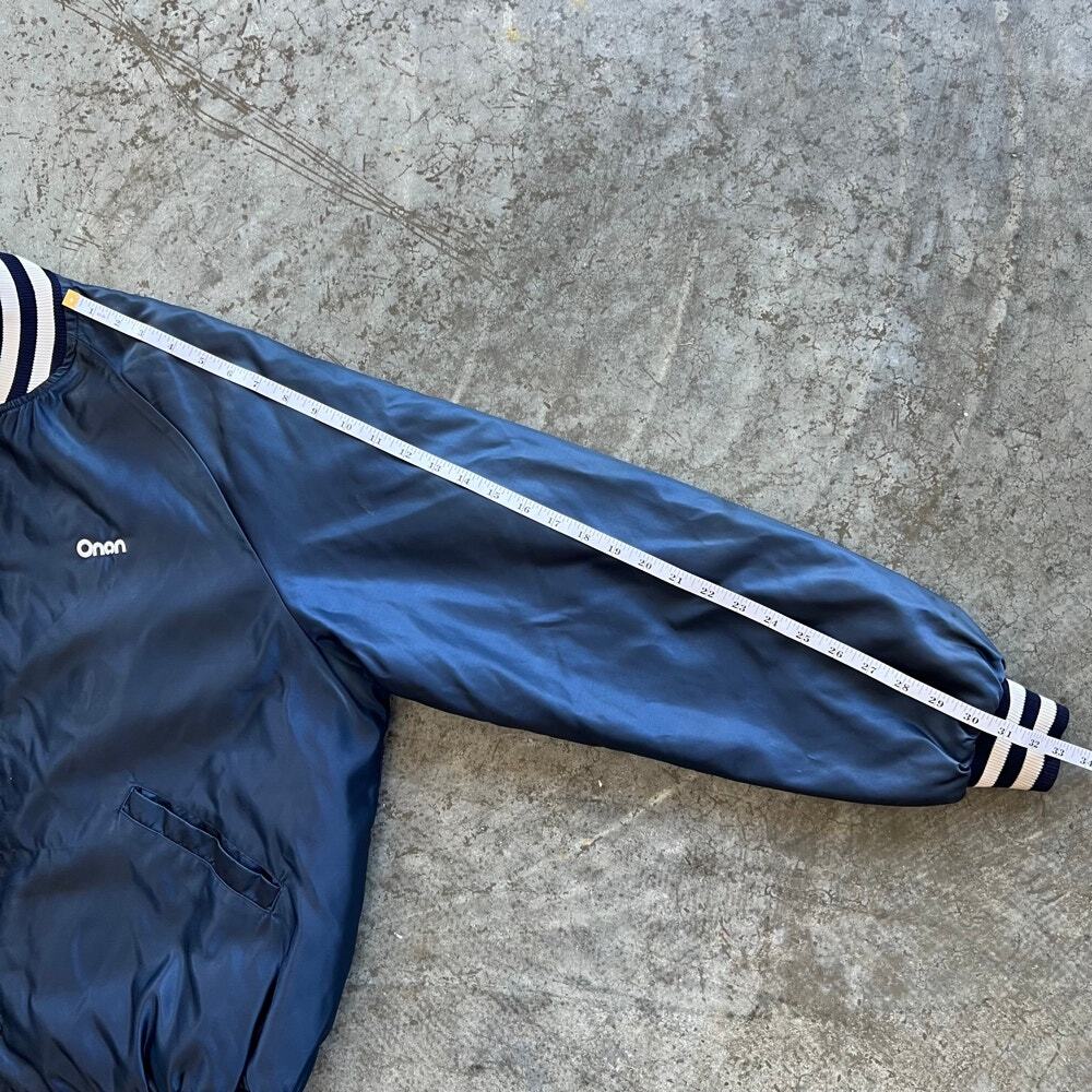 Vintage Butwin Onan Satin Varsity Bomber Jacket USA Navy Blue Men’s XL XXL - Picture 8 of 8
